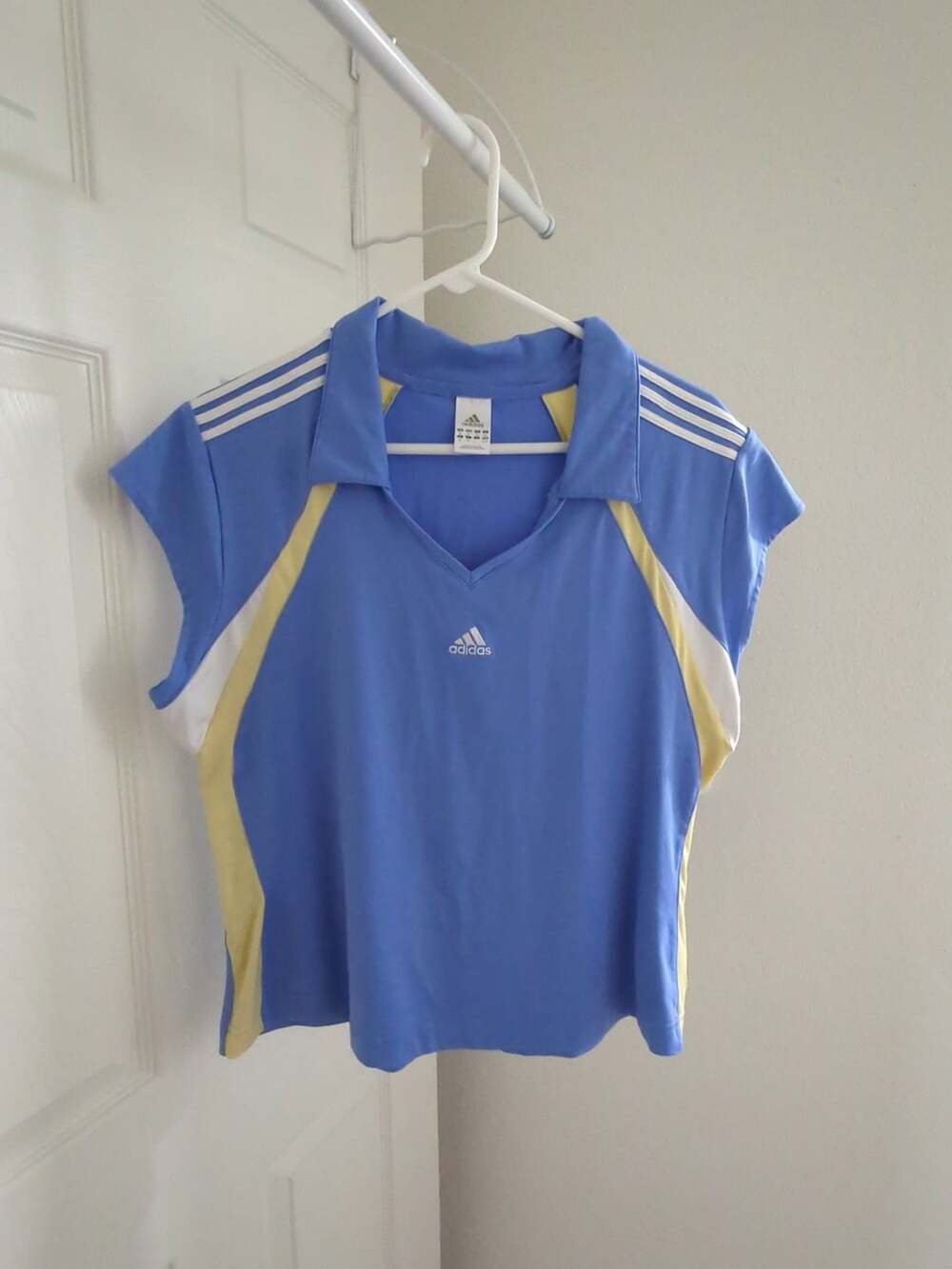 Adidas Climalite Polo Shirt Size XL Blue White Yellow Tennis Golf